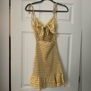 Yellow cut out mini dress
